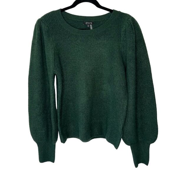 1. State Women’s XL Windsor Moss Balloon Sleeve Crew Neck Sweater NWT - Picture 2 of 9